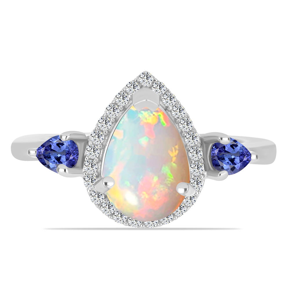Anillo de Plata con Tanzanita y Ópalo Etíope de Lega Dembi 1 