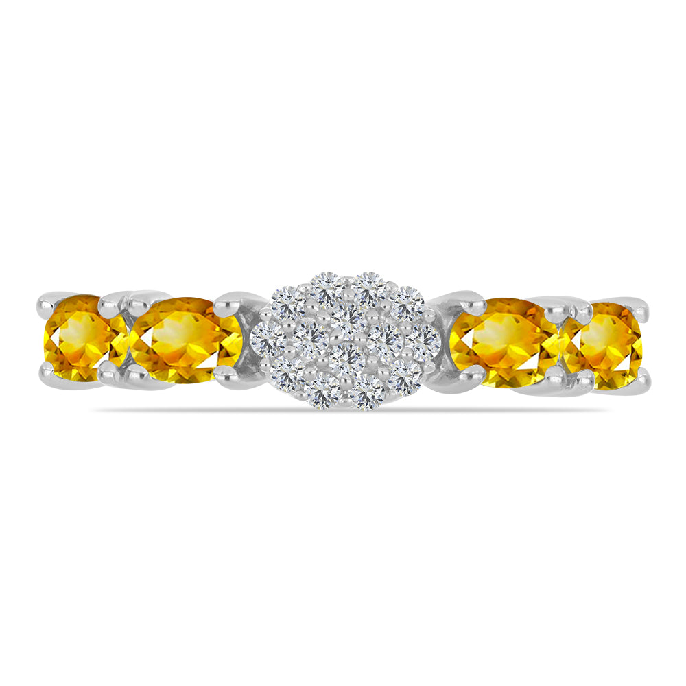 Anillo de Plata con Citrino de los Montes Urales y Topacio Blanco 2 