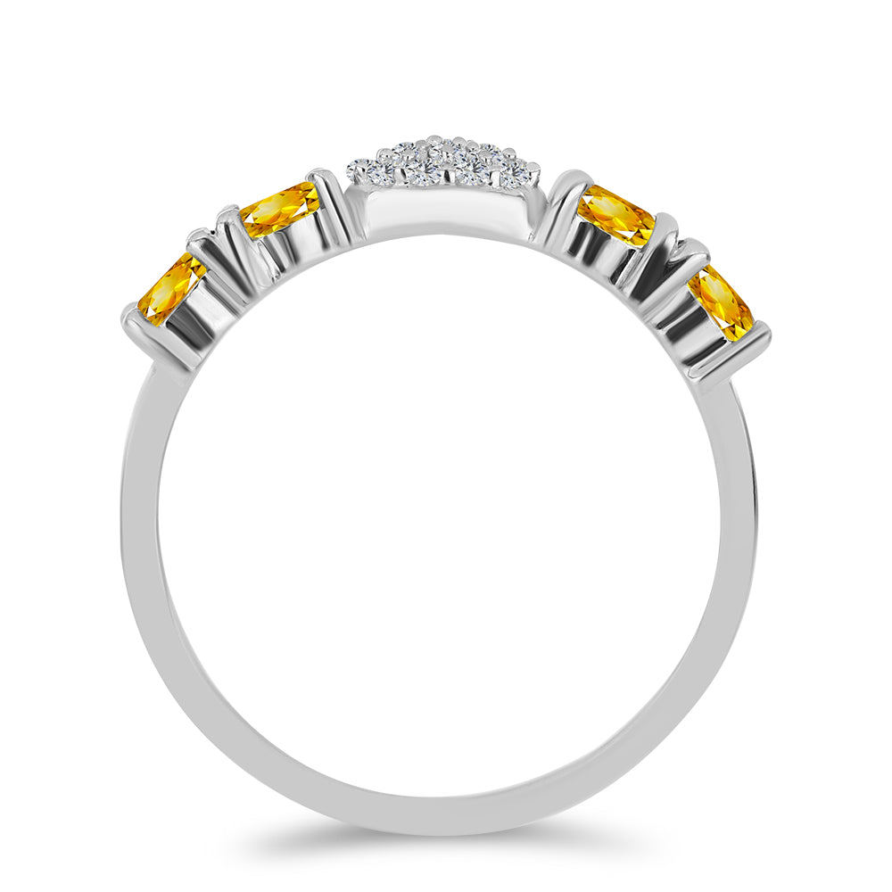 Anillo de Plata con Citrino de los Montes Urales y Topacio Blanco 3 