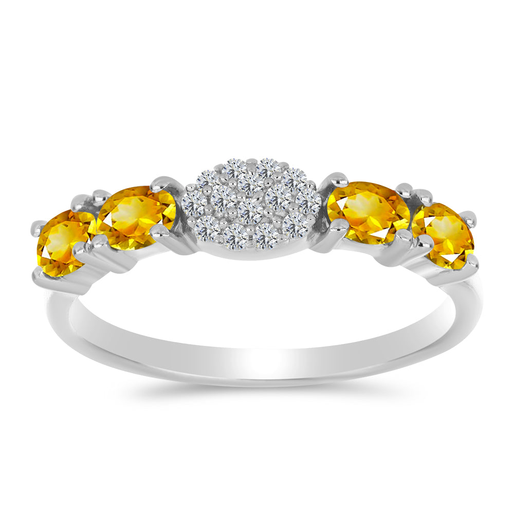 Anillo de Plata con Citrino de los Montes Urales y Topacio Blanco 1 