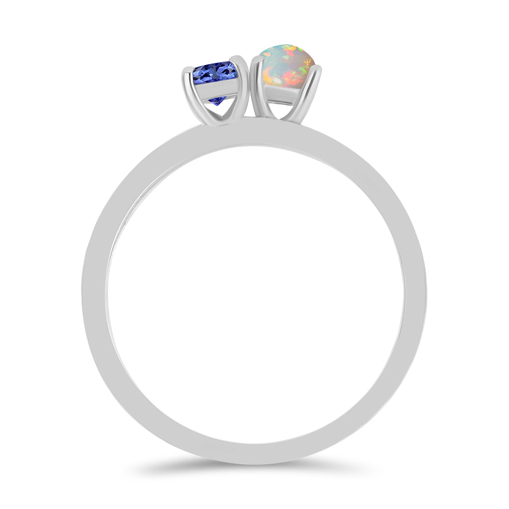 Conjunto de Plata con Tanzanita y Ópalo Etíope de Lega Dembi ( Anillo ) 2 
