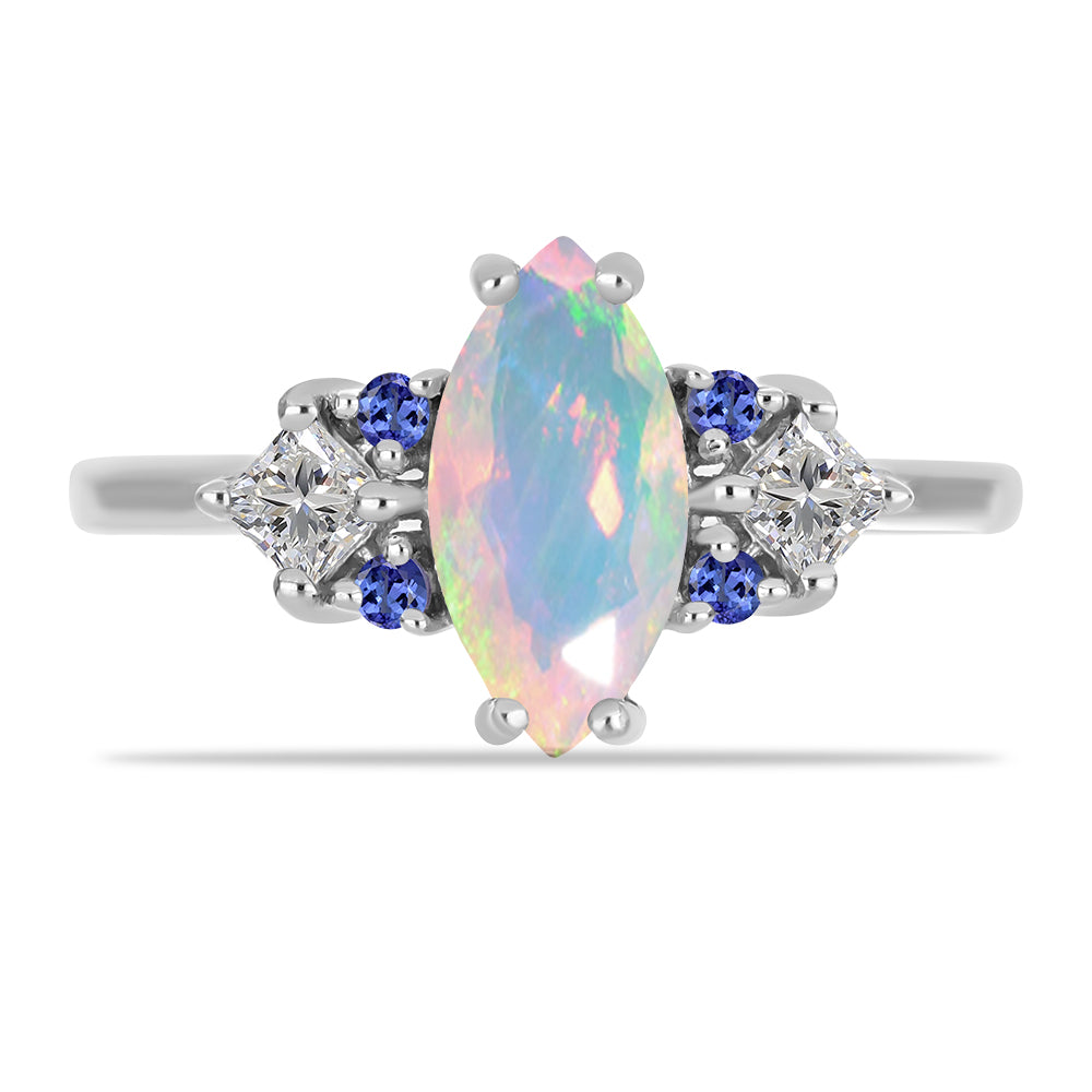 Anillo de Plata con Tanzanita y Ópalo Etíope de Lega Dembi 1 