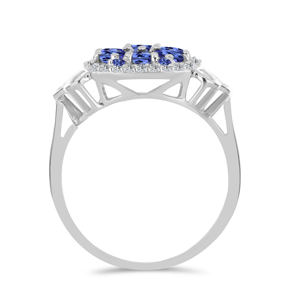 Anillo de Plata con Tanzanita y Topacio Blanco 2 