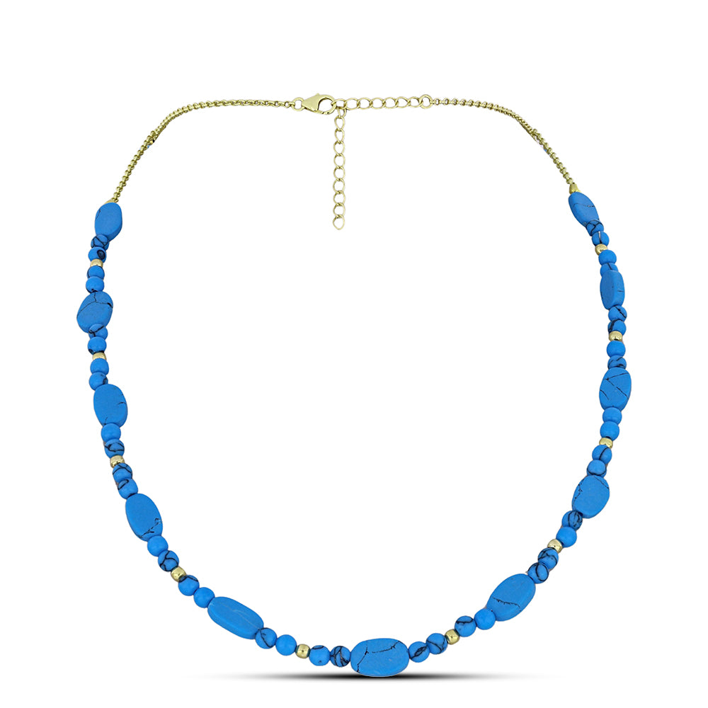 Collar de Plata Bañada en Oro con Turquesa Bella Durmiente 1 