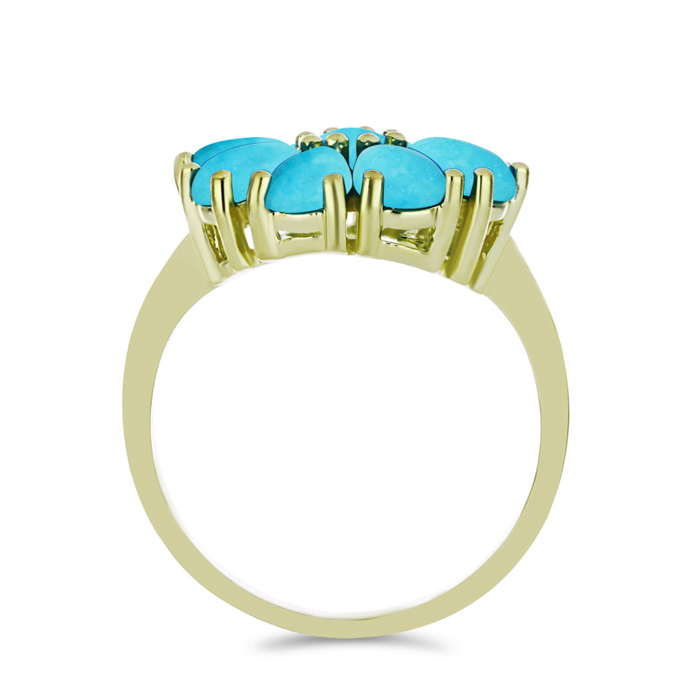 Anillo de Plata Bañada en Oro con Turquesa Bella Durmiente 2 