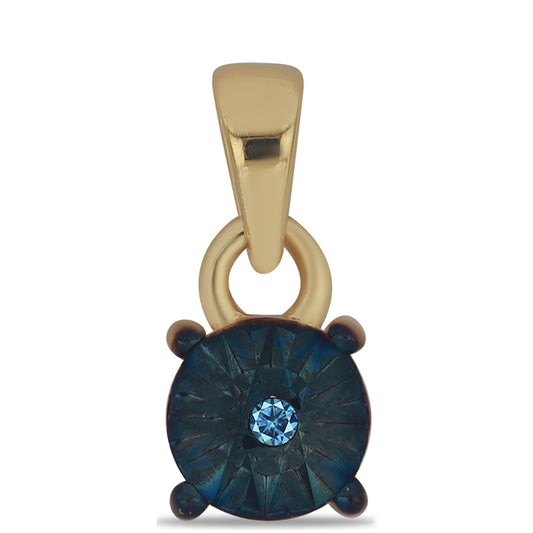 Colgante de Plata Bañada en Oro con Diamante Azul