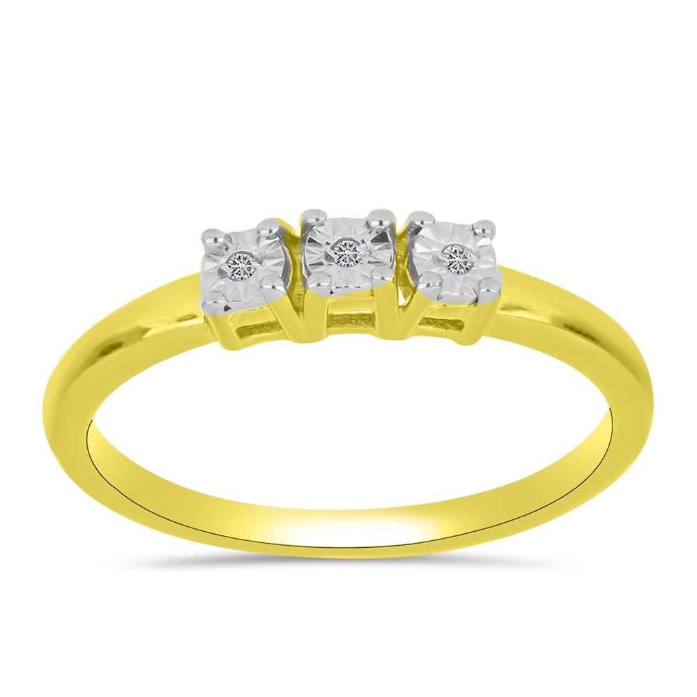 Anillo de Plata Bañada en Oro con Diamante blanco 3 