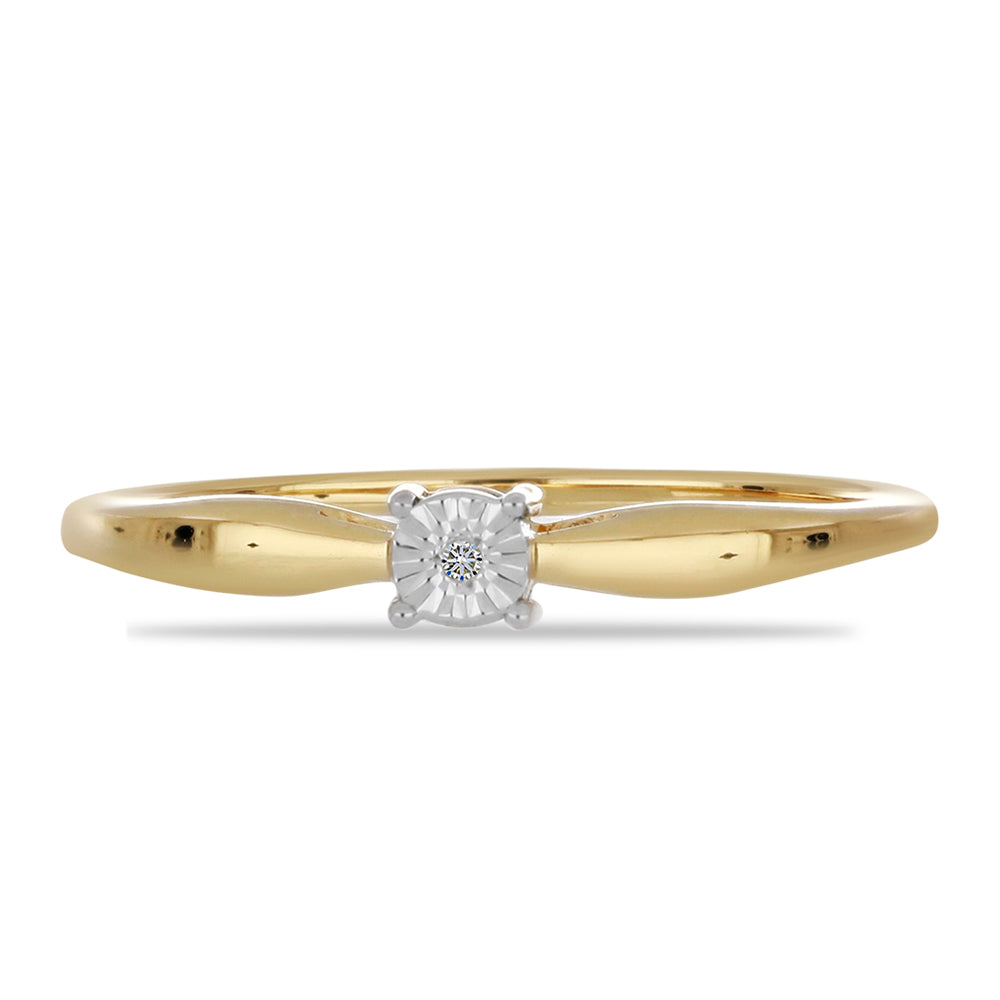 Anillo de Plata Bañada en Oro con Diamante blanco 1 