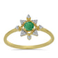 Anillo de Plata Bañada en Oro con Esmeralda de Brasil y Zircón Blanco