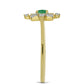 Anillo de Plata Bañada en Oro con Esmeralda de Brasil y Zircón Blanco