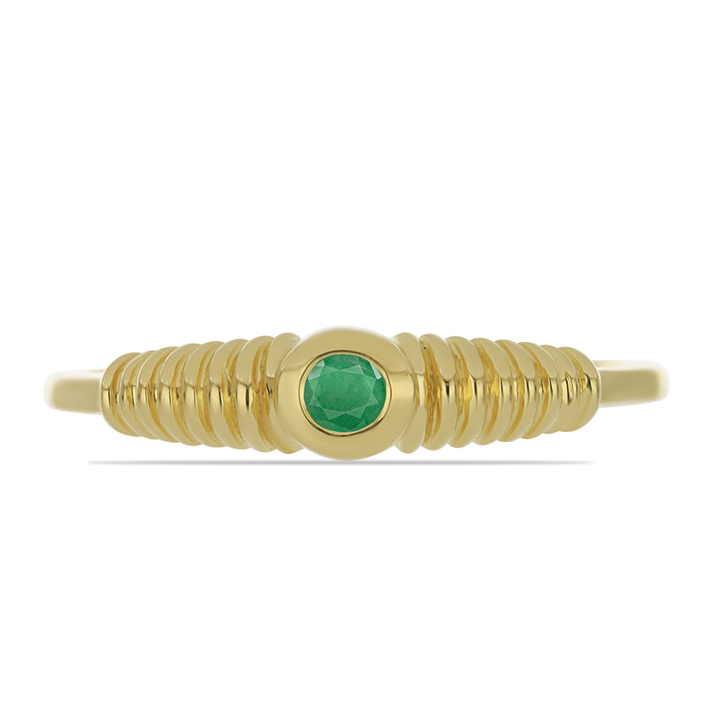 Anillo de Plata Bañada en Oro con Esmeralda de Brasil