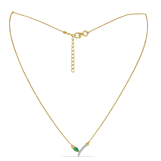 Collar de Plata Bañada en Oro con Esmeralda de Brasil y Zircón Blanco