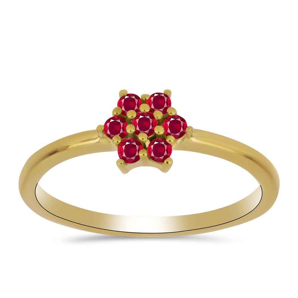 Anillo de Plata Bañada en Oro con Rubí de Madagascar 3 