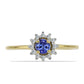 Anillo de Plata Bañada en Oro con Tanzanita y Zircón Blanco