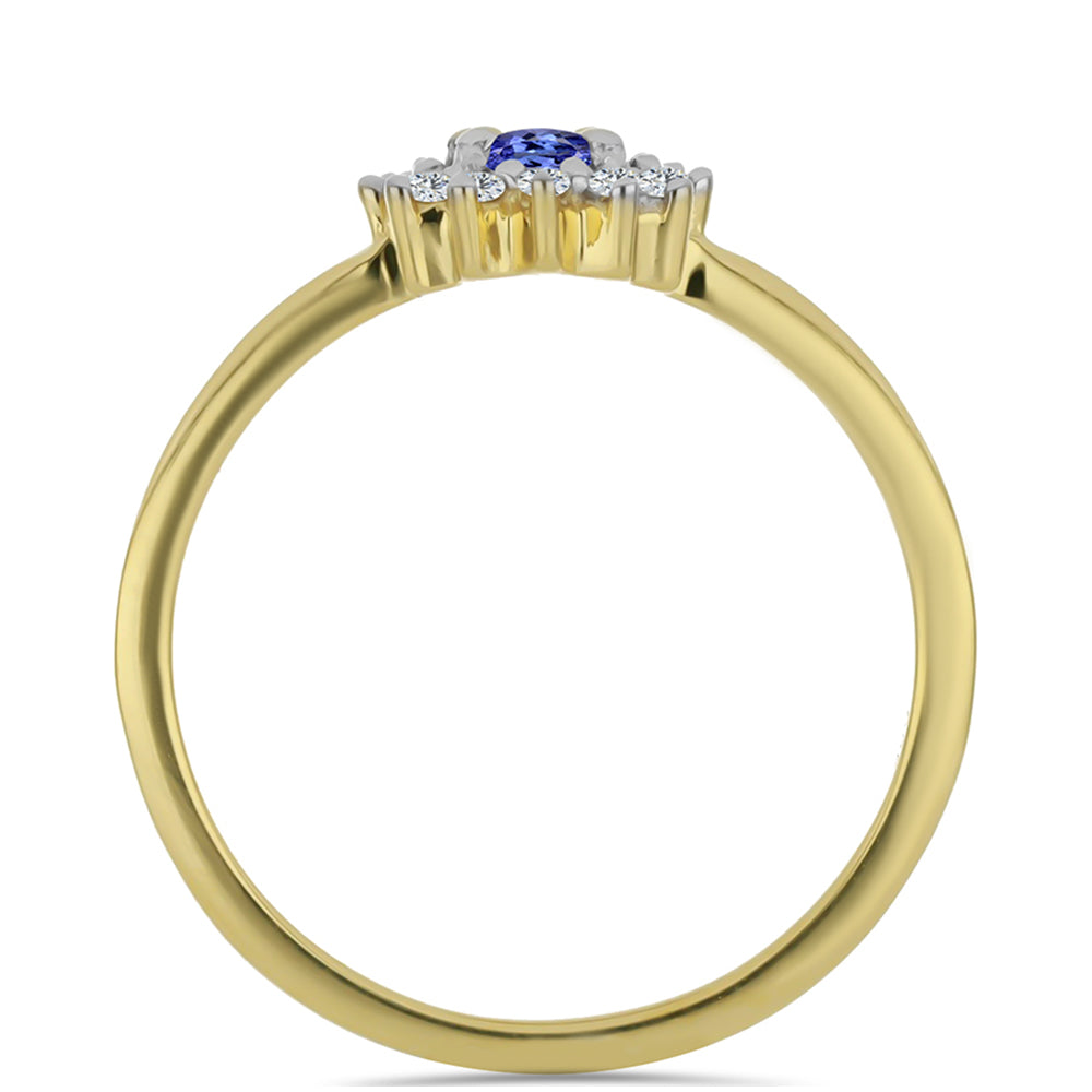 Anillo de Plata Bañada en Oro con Tanzanita y Zircón Blanco 2 