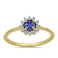 Anillo de Plata Bañada en Oro con Tanzanita y Zircón Blanco