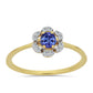 Anillo de Plata Bañada en Oro con Tanzanita y Zircón Blanco