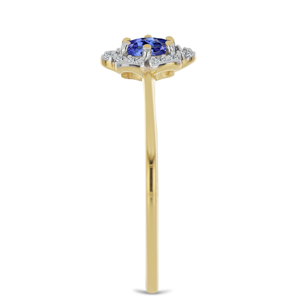 Anillo de Plata Bañada en Oro con Tanzanita y Zircón Blanco 4 