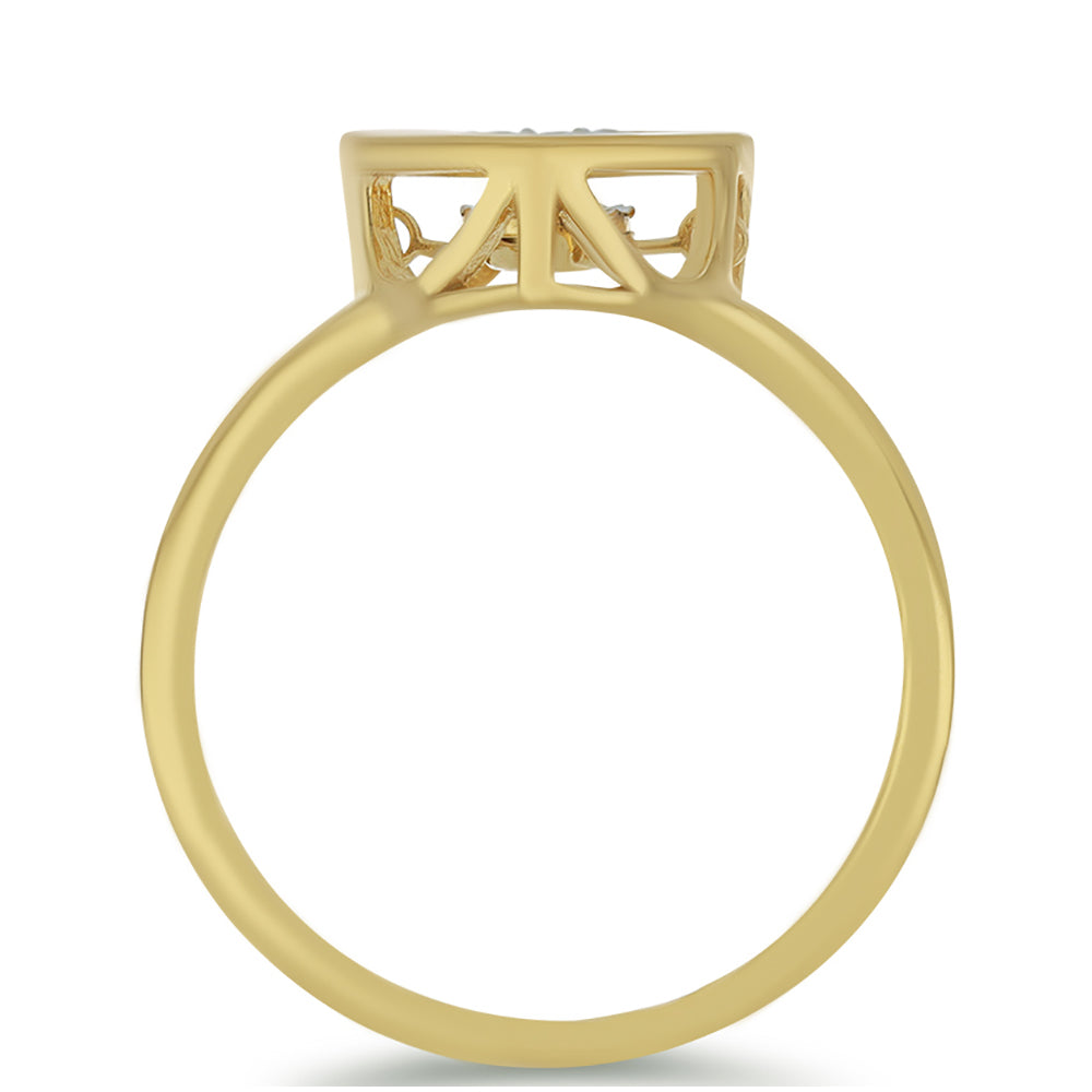 Anillo de Plata Bañada en Oro con Diamante blanco y Zircón Blanco 2 