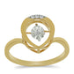 Anillo de Plata Bañada en Oro con Diamante blanco y Zircón Blanco