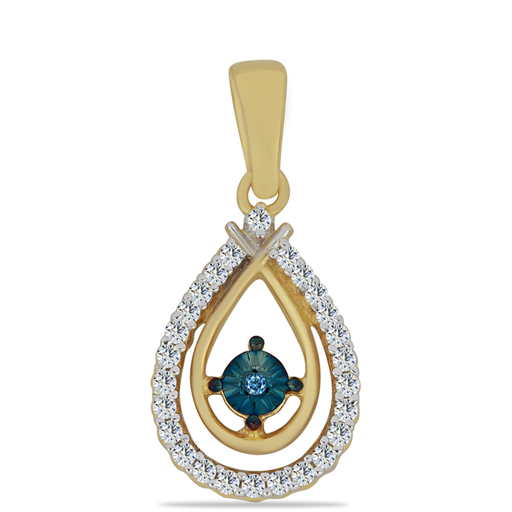 Colgante de Plata Bañada en Oro con Diamante Azul y Zircón Blanco 1 