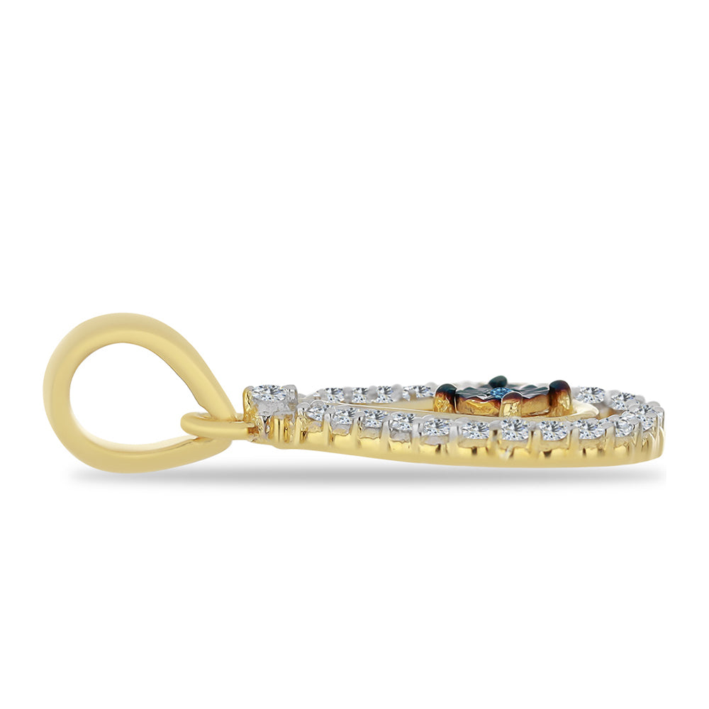 Colgante de Plata Bañada en Oro con Diamante Azul y Zircón Blanco 2 