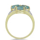 Anillo de Plata Bañada en Oro con Labradorita y Topacio Blanco
