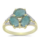 Anillo de Plata Bañada en Oro con Labradorita y Topacio Blanco