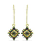 Pendientes de Plata Bañada en Oro con Diamante Verde