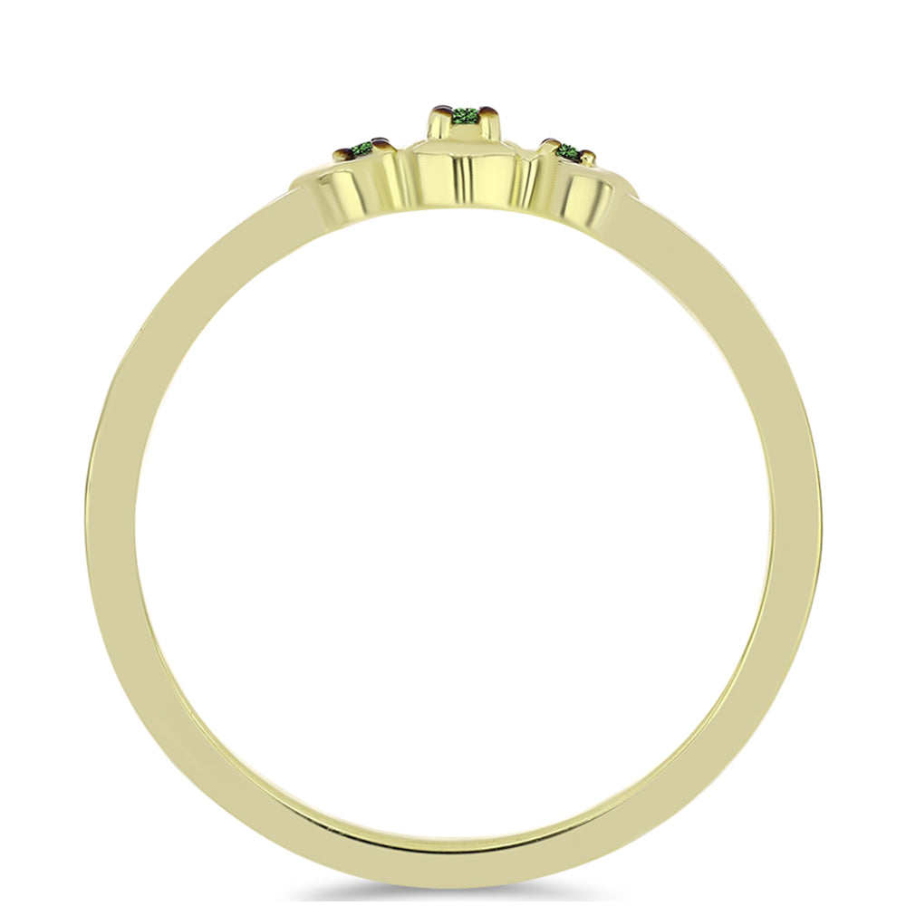 Anillo de Plata Bañada en Oro con Diamante Verde