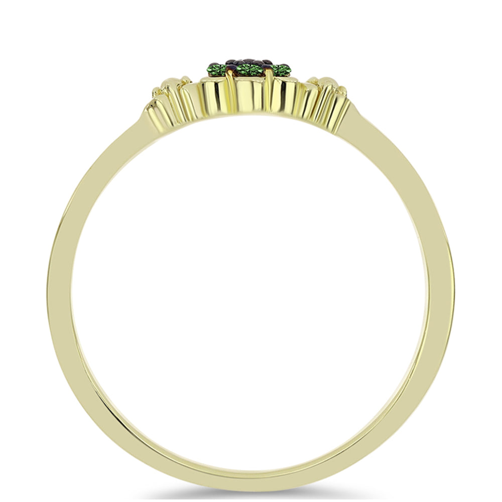 Anillo de Plata Bañada en Oro con Diamante Verde 2 