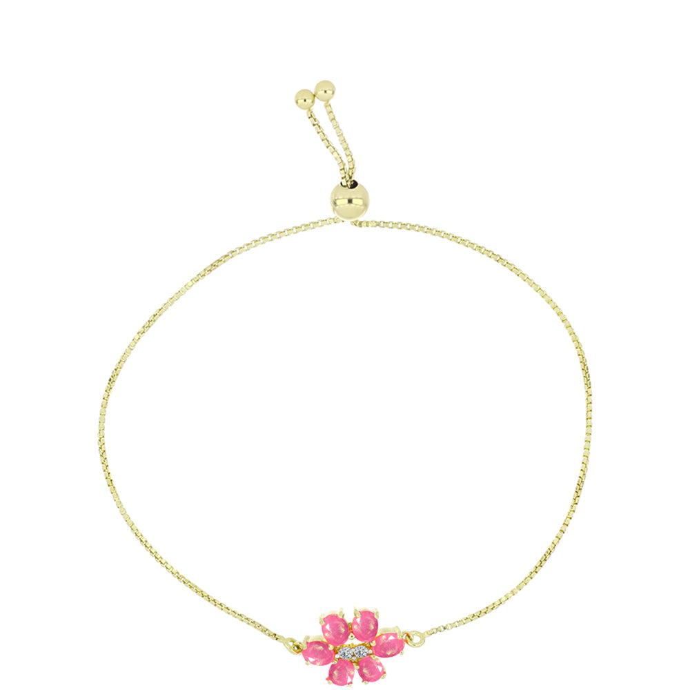 Pulsera de Plata Bañada en Oro con Ópalo Rosa Etíope de Lega Dembi y Topacio Blanco 1 