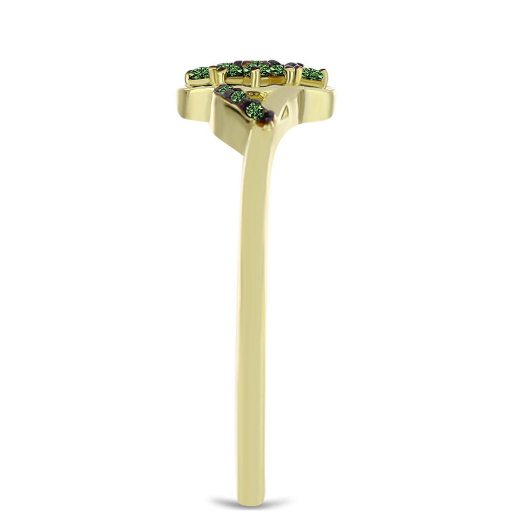 Anillo de Plata Bañada en Oro con Diamante Verde 4 