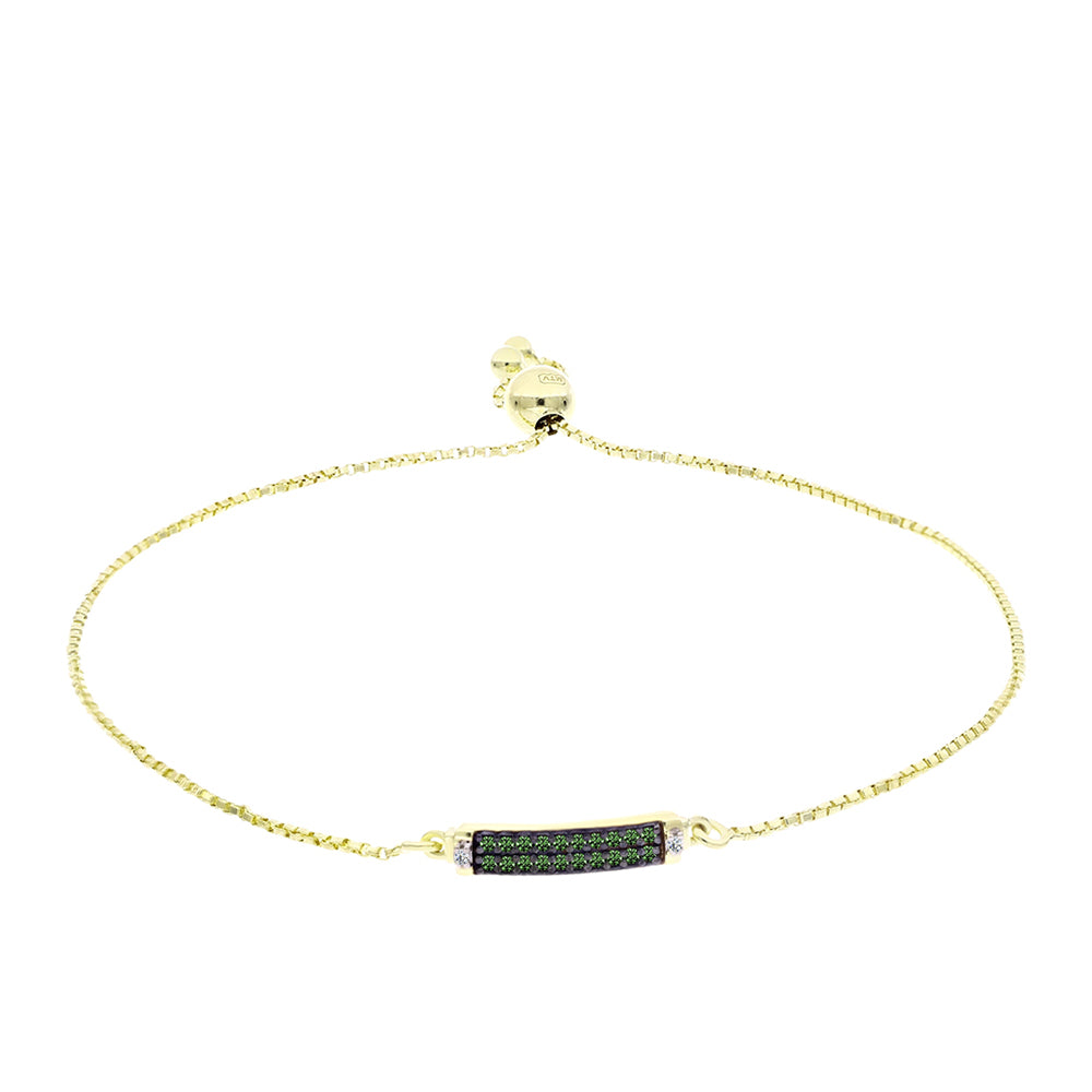 Pulsera de Plata Bañada en Oro con Diamante Verde y Diamante blanco 1 