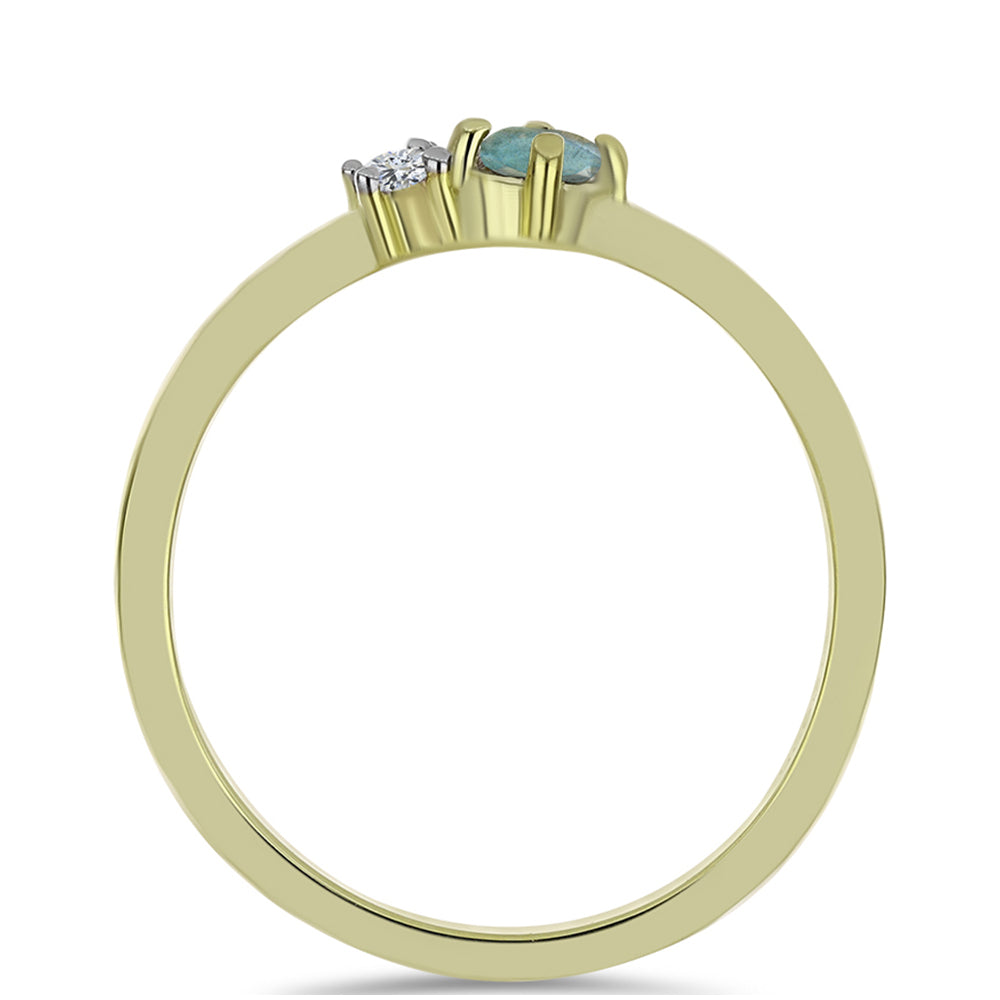 Anillo de Plata Bañada en Oro con Labradorita y Topacio Blanco 2 