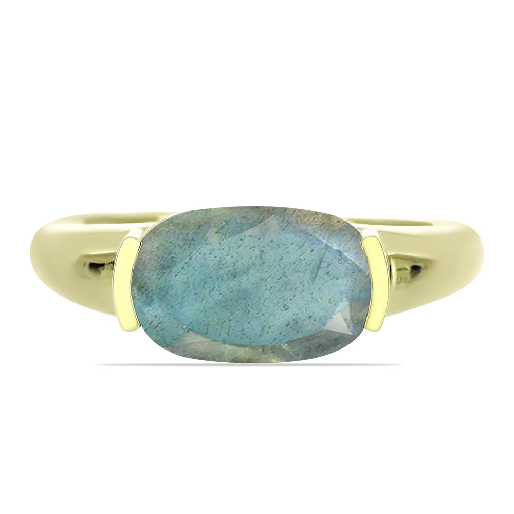 Anillo de Plata Bañada en Oro con Labradorita 1 
