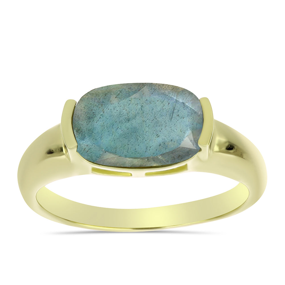 Anillo de Plata Bañada en Oro con Labradorita 3 