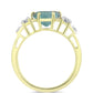 Anillo de Plata Bañada en Oro con Labradorita y Topacio Blanco