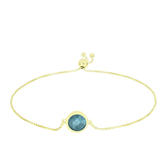 Pulsera de Plata Bañada en Oro con Labradorita