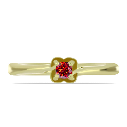Anillo de Plata Bañada en Oro con Majestuosa moisanita roja