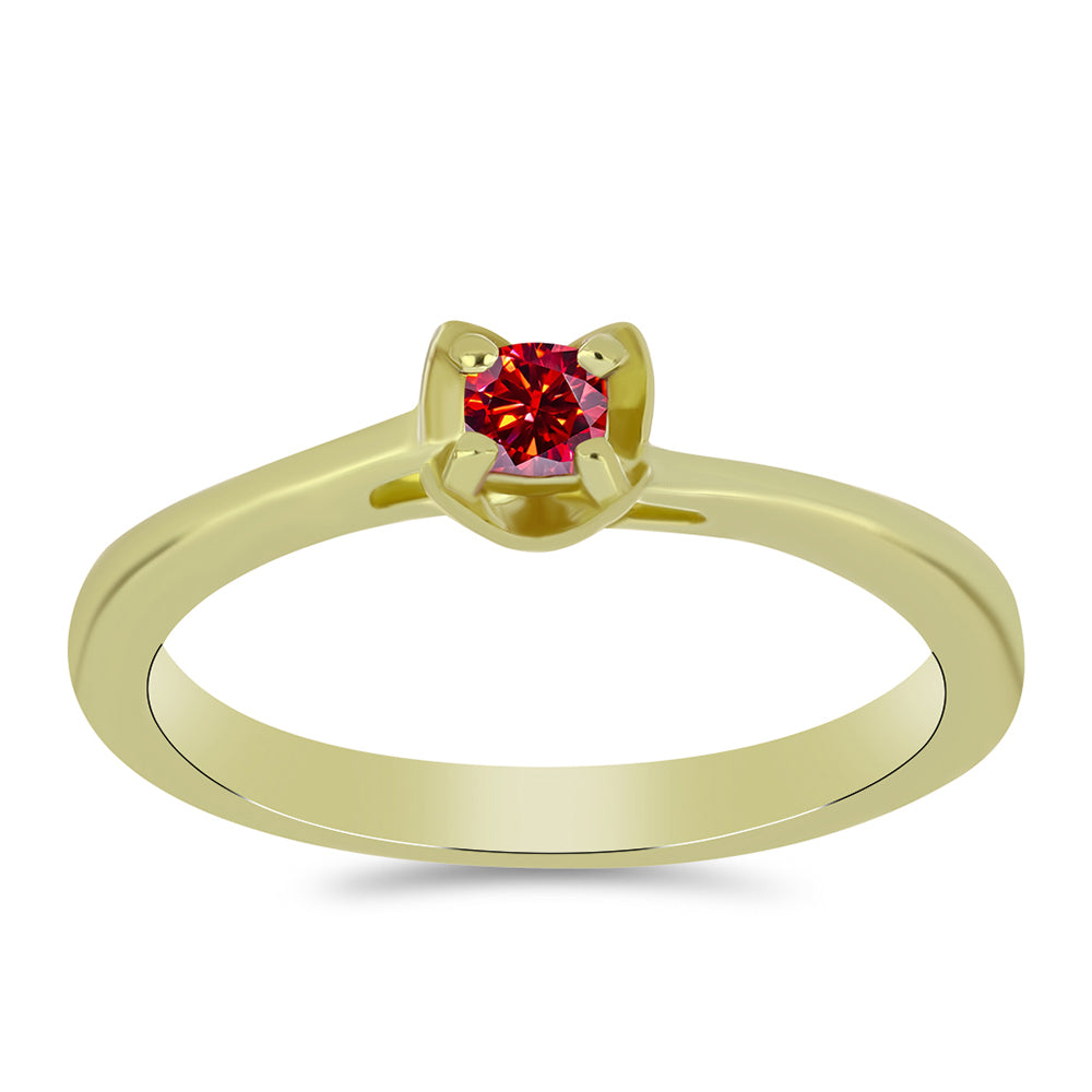 Anillo de Plata Bañada en Oro con Majestuosa moisanita roja