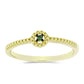 Anillo de Plata Bañada en Oro con Diamante Verde