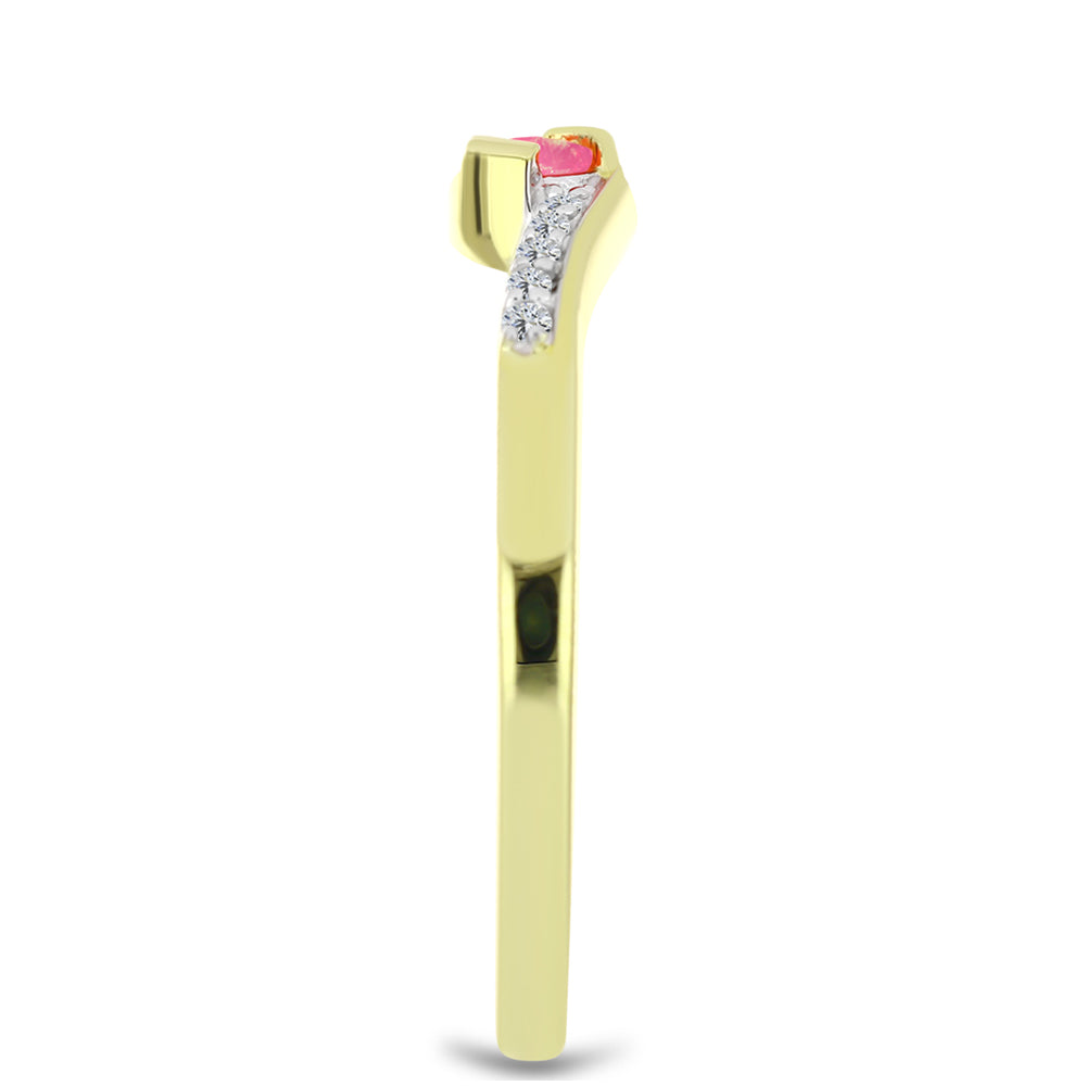 Anillo de Plata Bañada en Oro con Ópalo Rosa Etíope de Lega Dembi y Topacio Blanco 4 