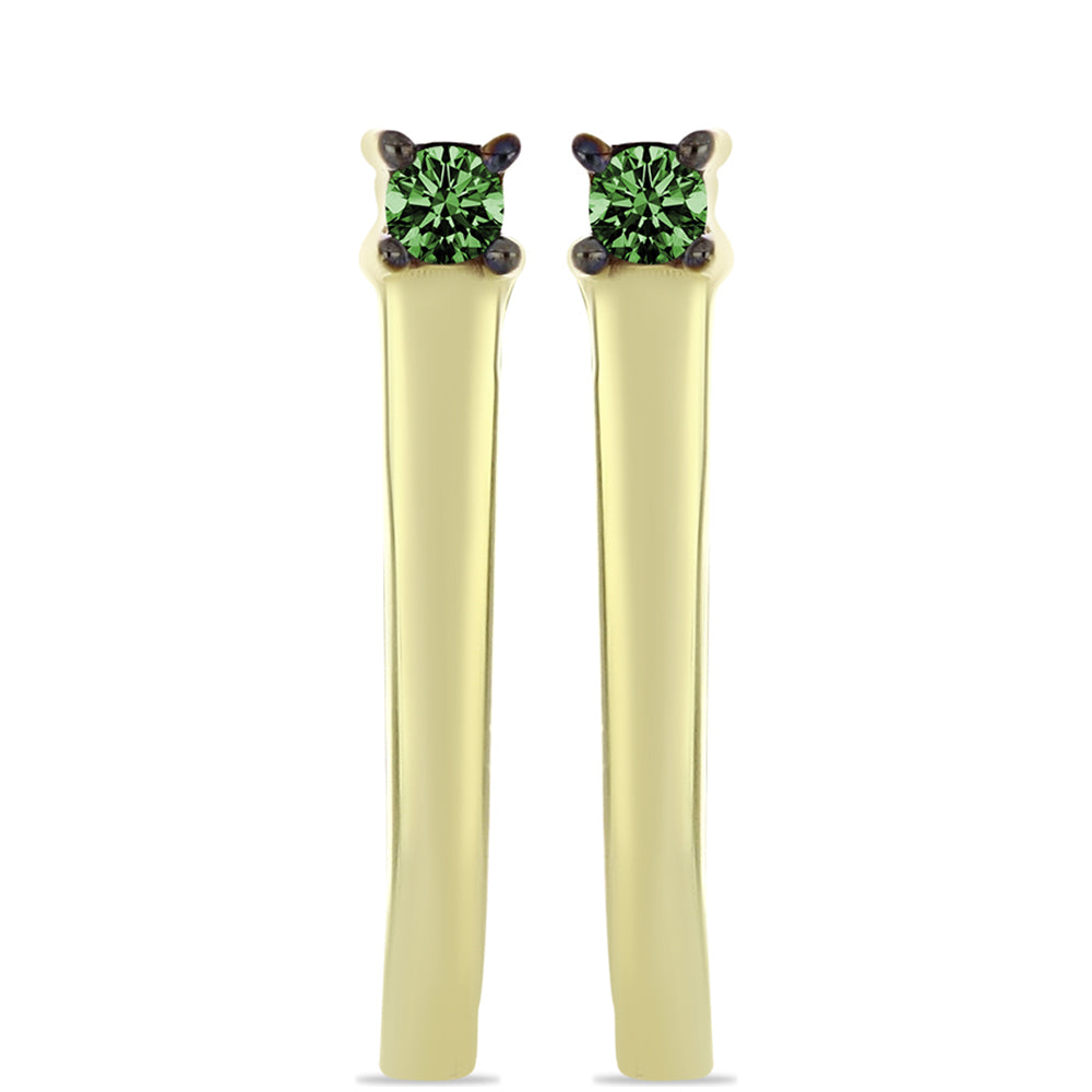 Pendientes de Plata Bañada en Oro con Diamante Verde 1 