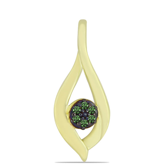 Colgante de Plata Bañada en Oro con Diamante Verde