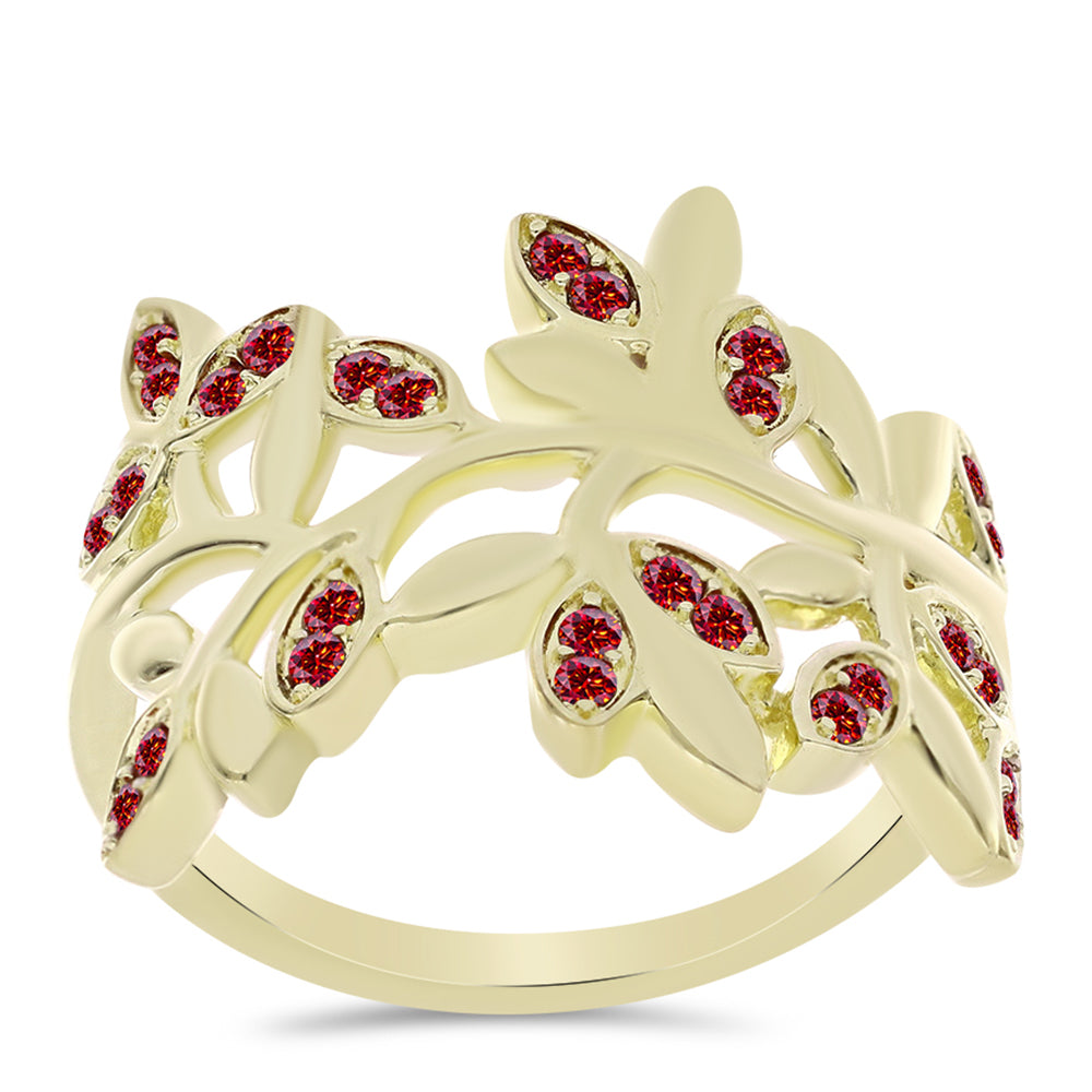 Anillo de Plata Bañada en Oro con Majestuosa moisanita roja 1 