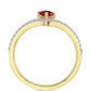 Anillo de Plata Bañada en Oro con Majestuosa moisanita roja y Topacio Blanco