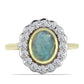 Anillo de Plata Bañada en Oro con Labradorita y Topacio Blanco