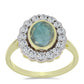 Anillo de Plata Bañada en Oro con Labradorita y Topacio Blanco