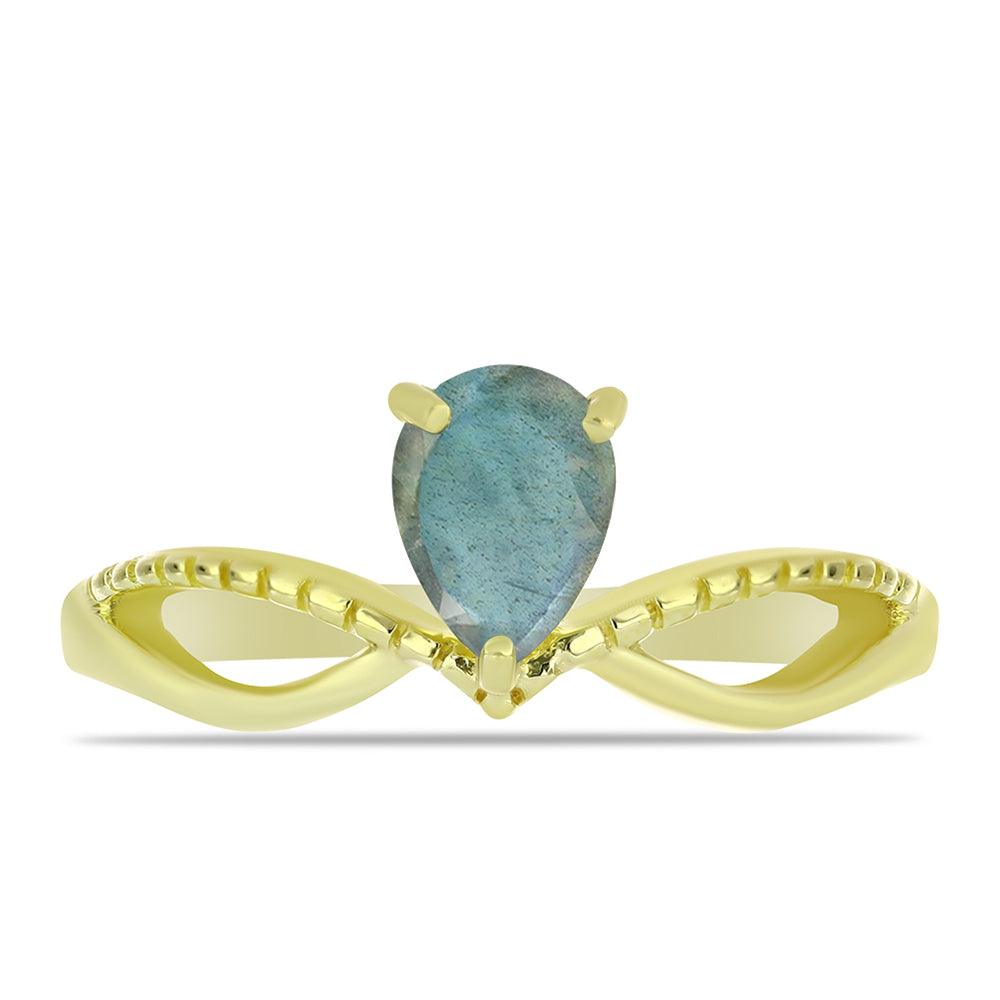 Anillo de Plata Bañada en Oro con Labradorita 1 